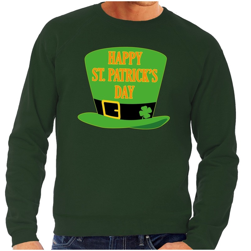 Happy St. Patricksday sweater groen heren
