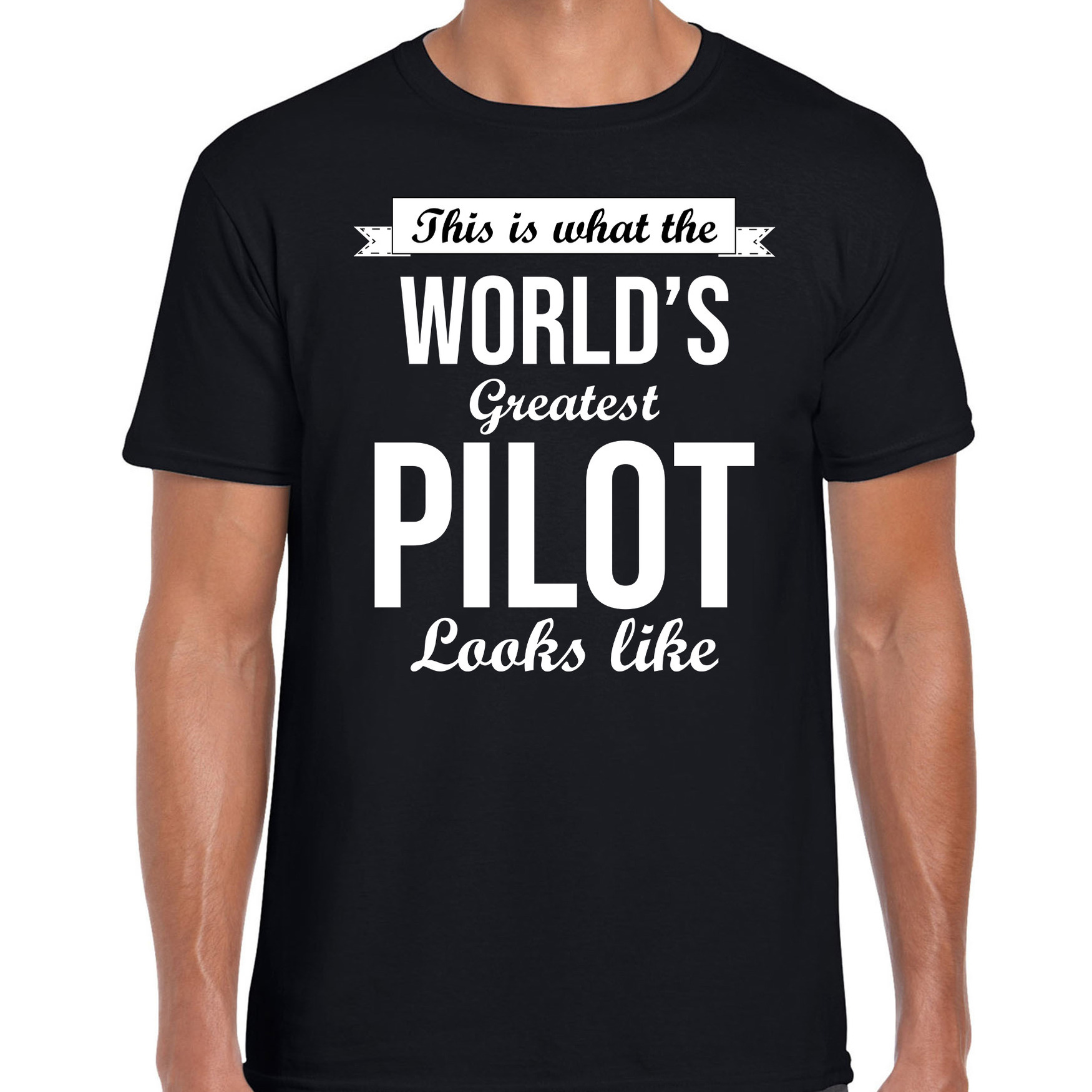 Worlds greatest pilot t-shirt zwart heren - Werelds grootste piloot cadeau