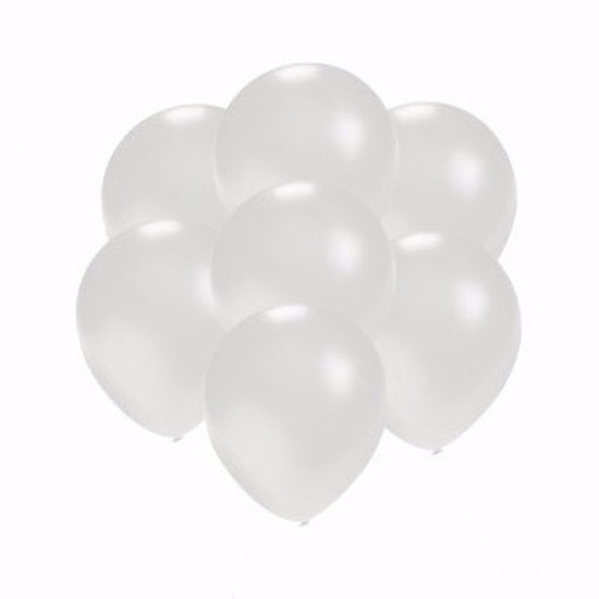 Zakje 25 metallic witte party ballonnen klein