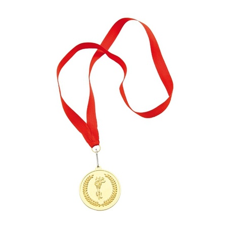 10x Gouden medailles aan rood halslint
