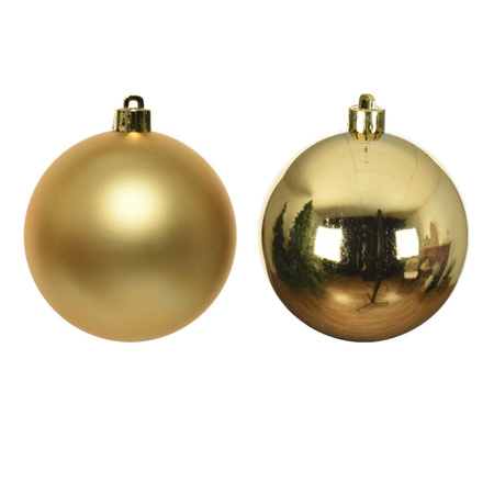 16x Gouden kerstballen 4 cm glanzende/matte kunststof/plastic kerstversiering