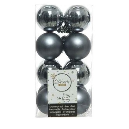 Kerstballen met piek set zilver-grijsblauw-donkerblauw voor 180 cm Kerstboom