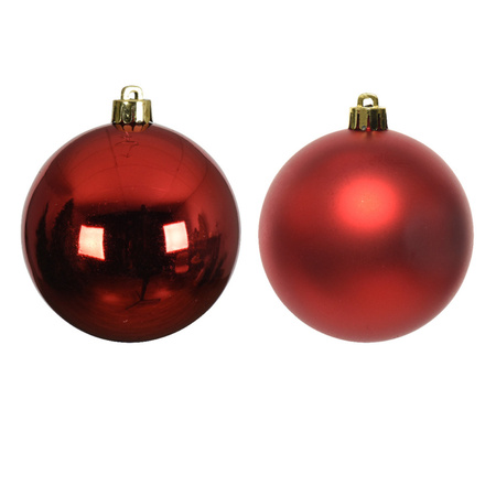 16x Kerst rode kerstballen 4 cm glanzende/matte kunststof/plastic kerstversiering