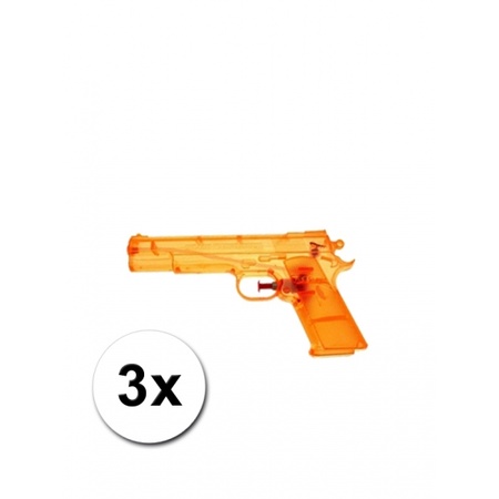 3 orange transparant water pistols 20 cm