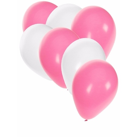 Ballonnen wit en baby roze 30x