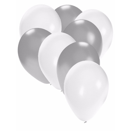 Ballonnen wit en zilver 30x