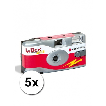 5 disposable cameras with flash