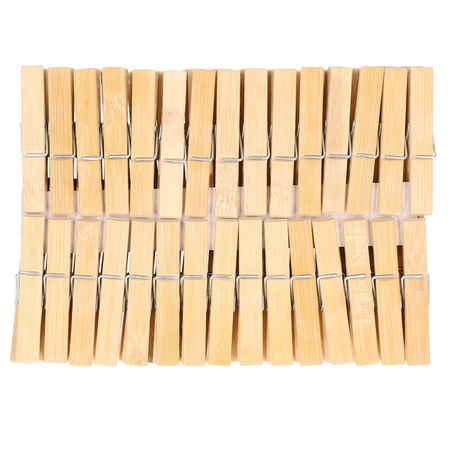 60x Wasknijpers bamboe hout - 7 cm