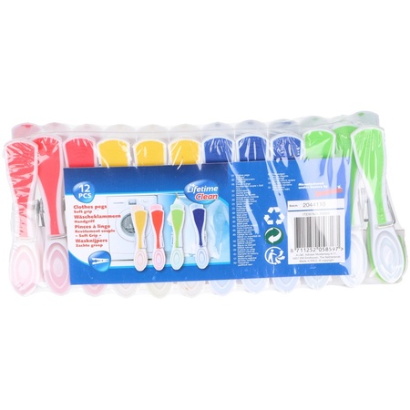 Gekleurde wasknijpers van plastic 84 stuks