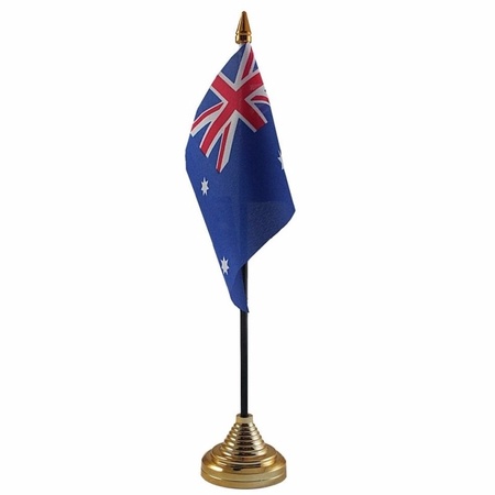 Polyester Australische vlag voor op bureau 10 x 15 cm