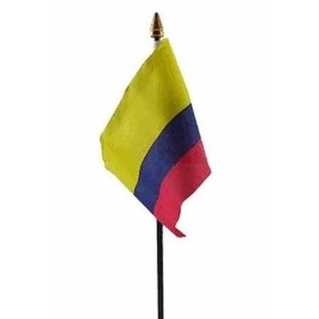 Polyester Colombiaanse vlag voor op bureau 10 x 15 cm