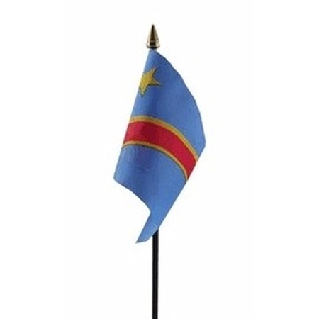 Polyester Congolese vlag voor op bureau 10 x 15 cm