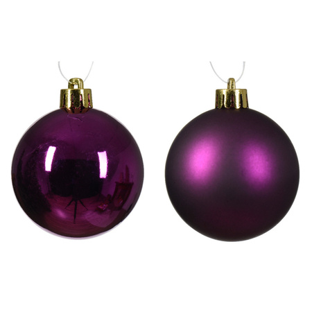 Plastic christmas baubles - 12x pcs - 6 cm - purple