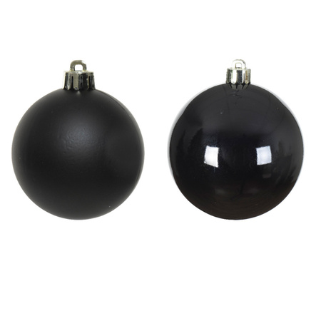 16x Zwarte kerstballen 4 cm glanzende/matte kunststof/plastic kerstversiering