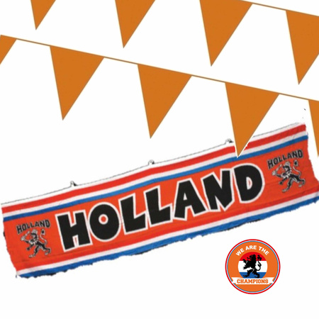 EK orange street / house decoration package including 1x Holland banner, 100 m orange flag lines
