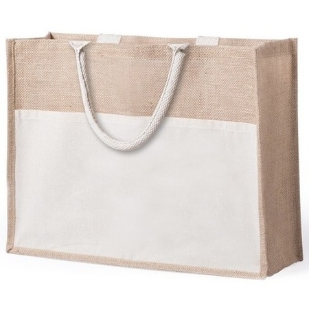 Jute/cotton nude shopping bag 44,5 cm
