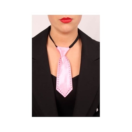 Pink mini tie with strass stones 