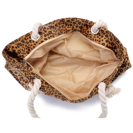 Shopping bag leopard print brown 43 cm