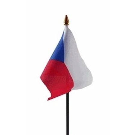 Polyester Tsjechische vlag voor op bureau 10 x 15 cm