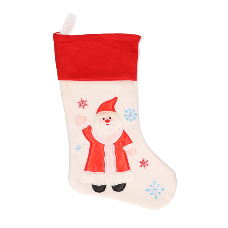 White christmas stockings with santa 48 cm